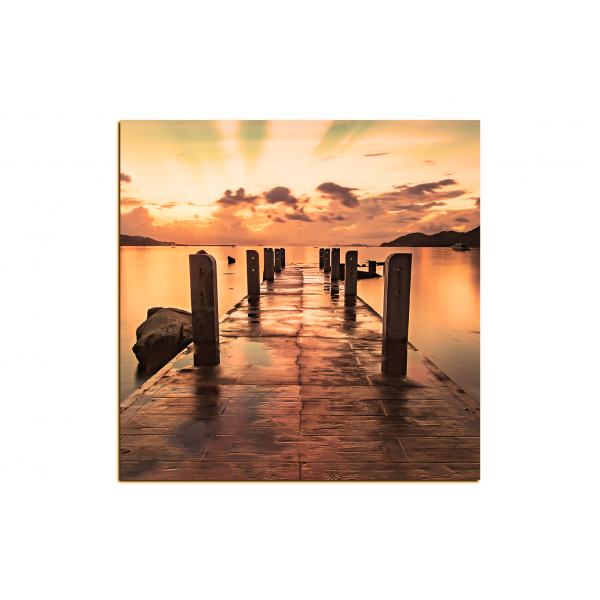Obraz na plátně - Krásný západ slunce nad jezerem - čtverec